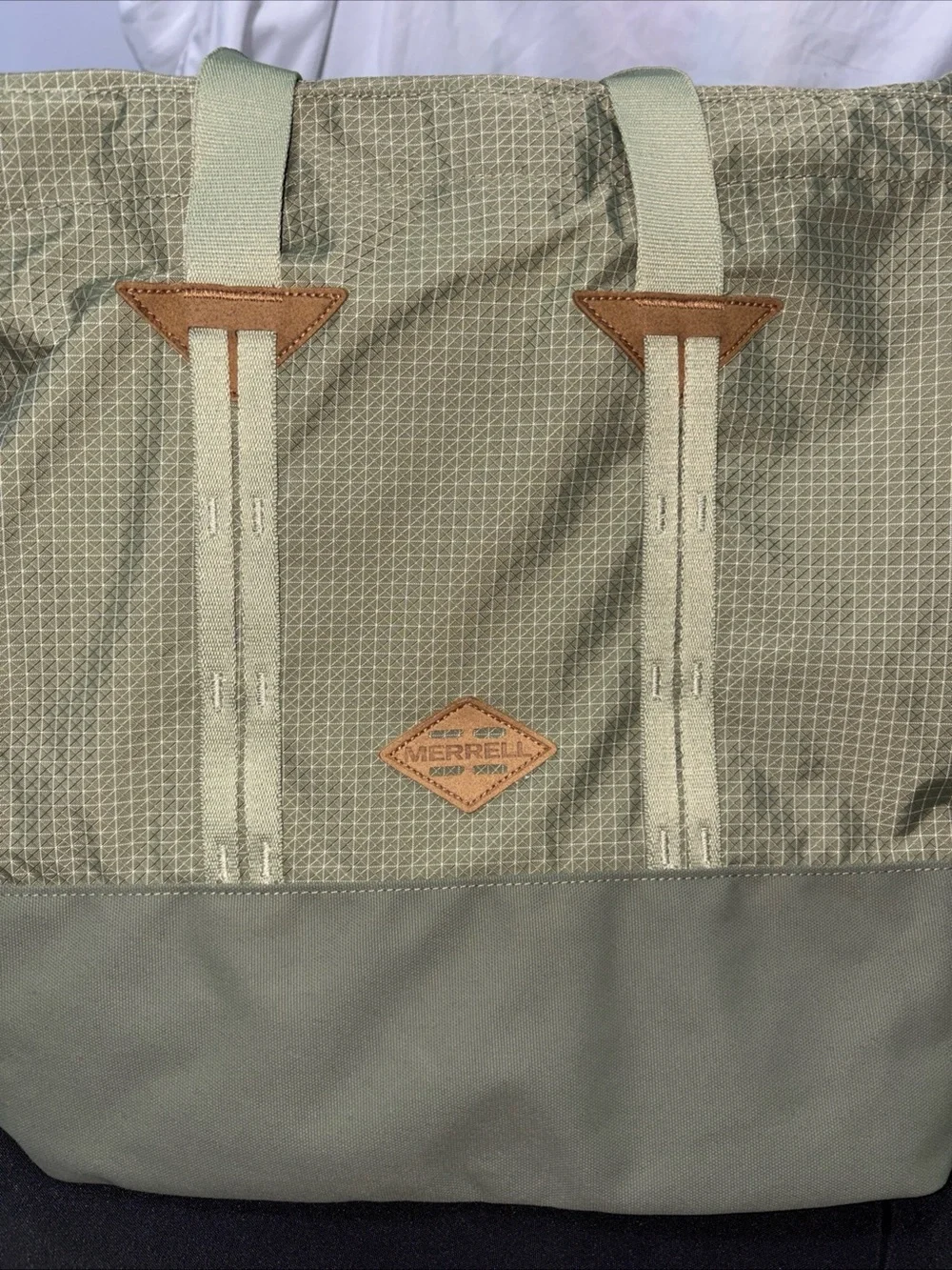 Merrell Women's Sage Green Canvas Tote with Leather Accents